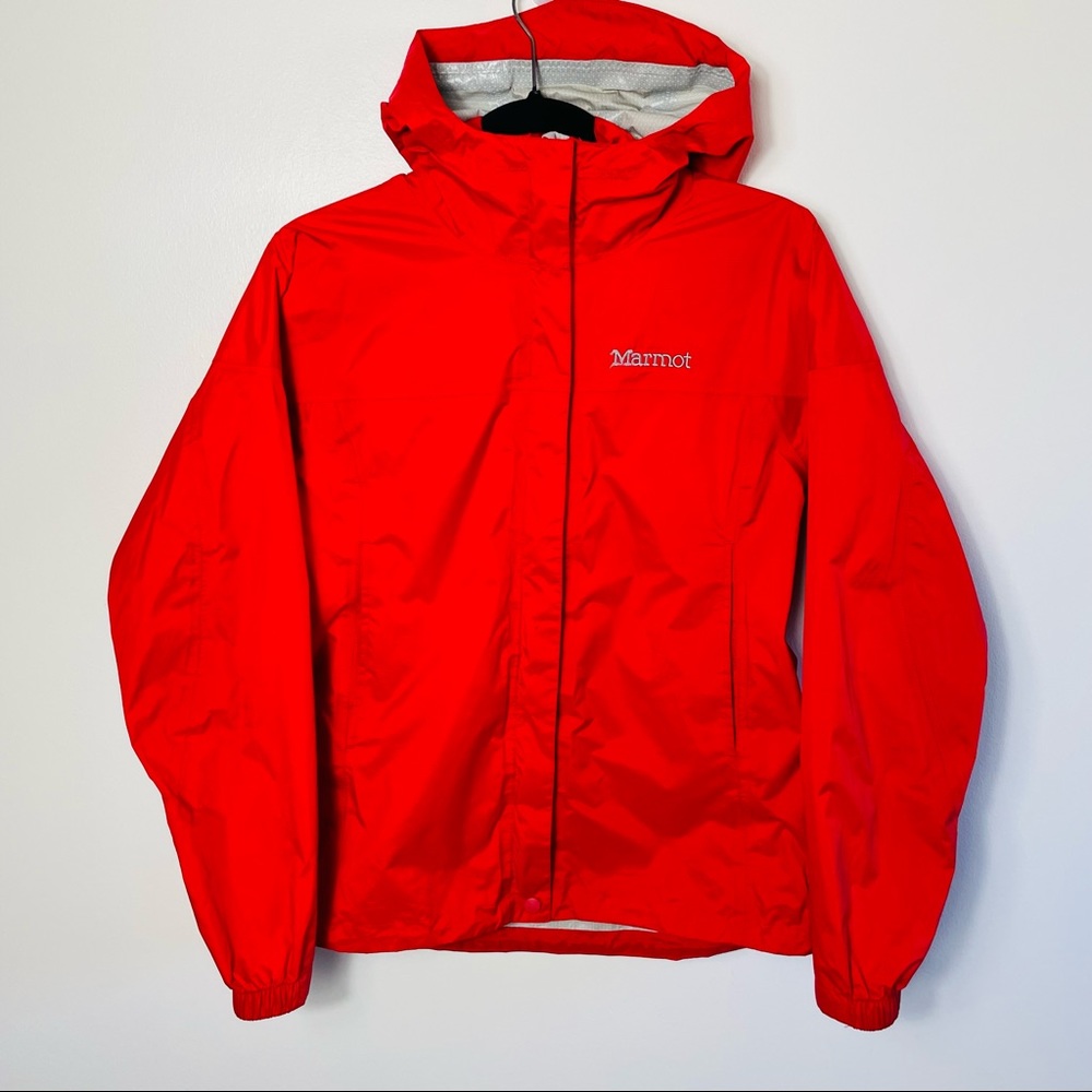 Marmot Red Waterproof Hooded Raincoat